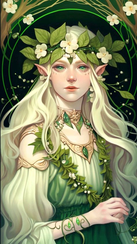 Spring Eladrin Female, Female Warriors, Fairy Drawings, Green Characters, Forest Elf, Elf Art, Female Drawing, Diy Abstract Canvas Art, Fairy Pictures