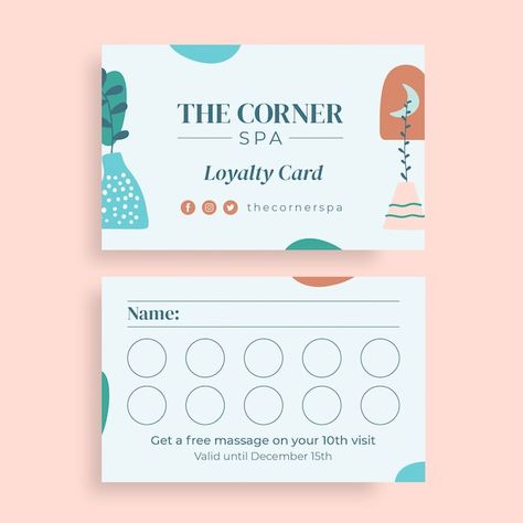 Loyalty Stamp Card Design, Stamp Card Design, Esthetician Supplies, Loyalty Card Template, Stamp Card, Business Card Template Design, Customizable Gifts, Backing Card, Loyalty Card