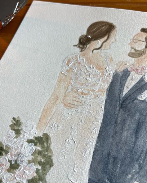 This custom wedding watercolor is the perfect gift for the newlyweds in your life, or for anniversaires, birthdays, and Christmas! Watercolor Wedding Painting, Wedding Watercolour Painting, Watercolor Portraits Wedding, Painting Of Wedding Couple, Watercolor Wedding Dress, Live Wedding Painting Watercolor, Wedding Watercolor Painting, Painting Wedding, Wedding Watercolor