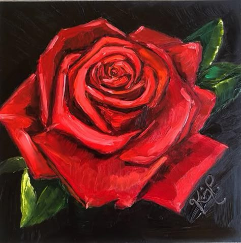 Paintings Of Red Roses, Rose Drawing Painting, Dark Rose Painting, Red Rose Acrylic Painting, Rose Painting Simple, Acrylic Painting Rose, Painting Roses Acrylic, Red Roses Drawing, Rose Painting Easy