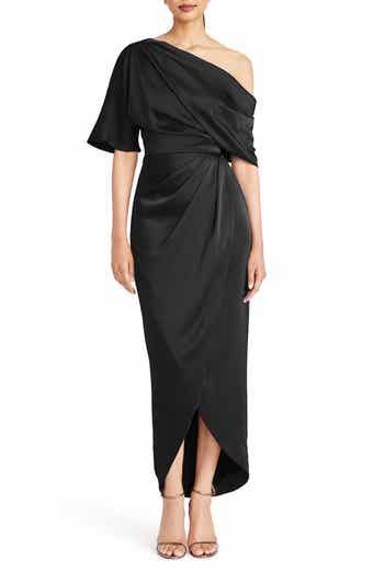 HALSTON Tara Pleat Drape Satin Gown | Nordstrom One Shoulder Gown, Midi Cocktail Dress, Maggy London, Satin Gown, Boho Maxi Dress, Tall Model, Printed Maxi, Printed Maxi Dress, Nordstrom Dresses