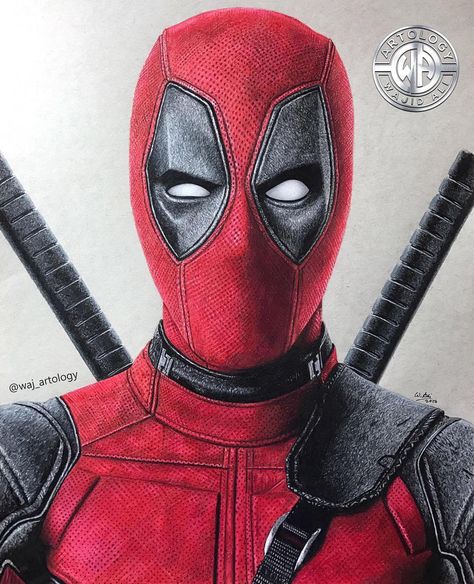 Deadpool Drawing, Marvel Art Drawings, Avengers Drawings, Deadpool Cosplay, Deadpool Art, Deadpool 2, Color Pencil Sketch, Doremon Cartoon, Faber Castell Polychromos