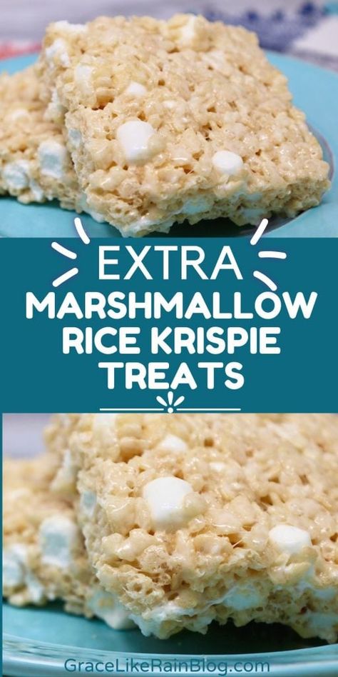 Make your snack time extra special with these Marshmallowy Rice Krispie Treats! Packed with gooey marshmallows and crispy cereal, these bars are a nostalgic favorite that everyone will love. Click to get the recipe and whip up a batch of irresistible treats! #RiceKrispieTreats #Marshmallow #EasyRecipes #SnackTime Rice Crispy Treat Recipe Original, Rice Krispie Treats With Vanilla Extract, Home Made Rice Crispy Treats Recipe, How To Make Rice Crispy Treats, Rice Crispy Recipes, Rice Crispy Treats Recipe Original, Rice Crispies Treats, Rice Krispie Treats Original Recipe, The Best Rice Krispie Treats