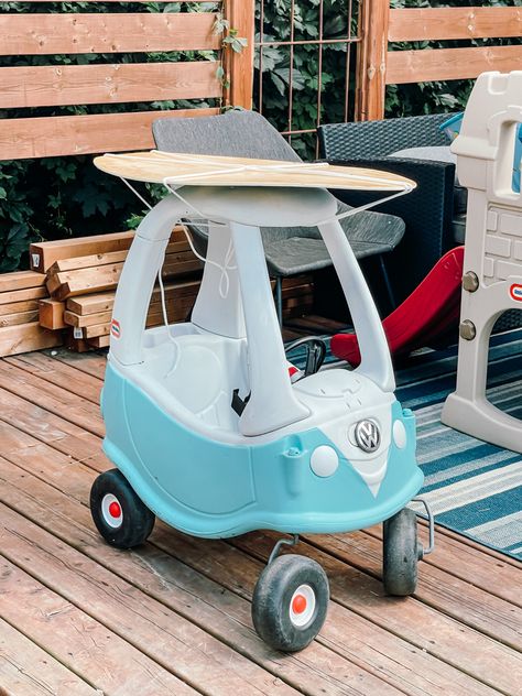 Diy Cozy Coupe, Cozy Coupe Makeover, Pizza Delivery, Dyi Projects, Stroller, Baby Strollers, Diy Projects, Blue And White, Blue