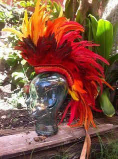 Feather Mohawk, Carnival Headdress, Phoenix Costume, Fire Costume, Parrot Costume, Samba Costume, God Goddess, Festival Inspo, Bird Costume