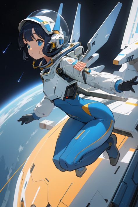 #inacofairy #astronaut #anime #meha Astronaut Anime Art, Cyberpunk Astronaut Concept Art, Space Art Character, Anime Astronaut Character Design, Space Suit Anime, Space Hero Costume, Character Design Astronaut, Astronaut Suit Concept Art, Female Astronaut Art