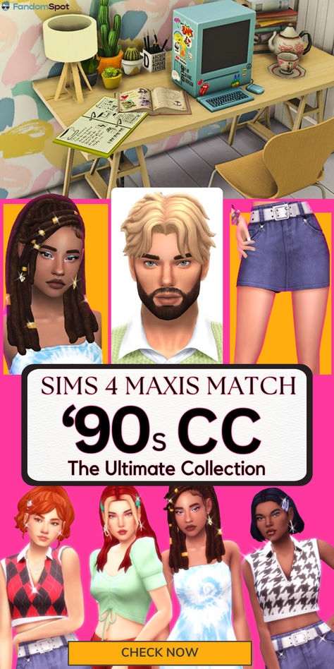 Rebuild the 1990s in TS4 with this huge collection of CC! From outfits to hairstyles, from accessories to even some 90s-themed decor, it's all here and totally maxis match. Sims 4 Cc 90's Clothes, Sims 4 80s Cc Maxis Match, Sims 4 Cc 90s Decor, Sims 4 Cc 1990s Clothes, Sims Fashion Cc, 90s Fashion Sims 4 Cc, Sims 4 Cc 90s Clothes Maxis Match, Sims 4 90s Furniture, Sims 4 90s Cc Maxis Match