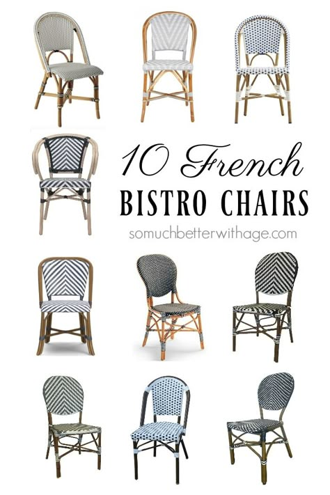 The best 10 French bistro chairs curated from everywhere on the web. French Coffee Shop Parisian Cafe, Parisian Tablescape, Magnolia Silos, Bistro Decor, French Bistro Chairs, Iron Patio Furniture, Design Cafe, French Breakfast, Teak Wood Furniture