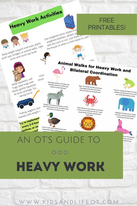 Preschool Heavy Work Activities, Heavy Work For Preschoolers, Heavy Work Activities For Kids, Heavy Work Sensory, Heavy Work Activities, Heavy Work Sensory Activities, Sensory Strategies, Proprioceptive Activities, Therapy For Kids