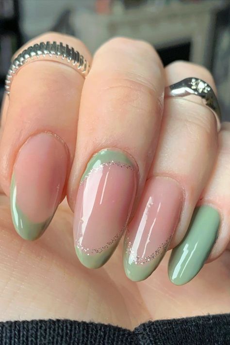 Nails 2023 Trends Sage Green, Wedding Nails Design Sage Green, Sage Green Nails For Prom, Cute Sage Green Nails Acrylic, Nail Art Designs Sage Green, Sage Spring Nails, Sage Green Nails Bridesmaid, Sage Prom Nails, Simple Light Green Nails