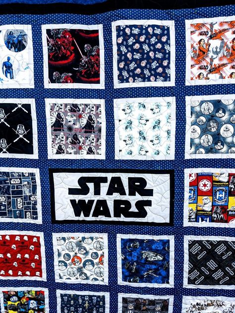 Star Wars Baby Quilt, Star Wars Theme Room, Star Wars Sewing, John Deere Fabric, Star Wars Quilt, Kid Quilts Patterns, Star Wars Fabric, Harry Potter Quilt, Quilt Star