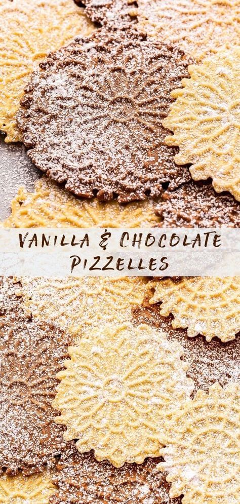 Chocolate Pizzelles, Easy To Make Christmas Cookies, Holiday Deserts, Favorite Christmas Cookies, Pizzelle Cookies, Pizzelle Recipe, Italian Cookie, Cookie Bites, Best Christmas Desserts