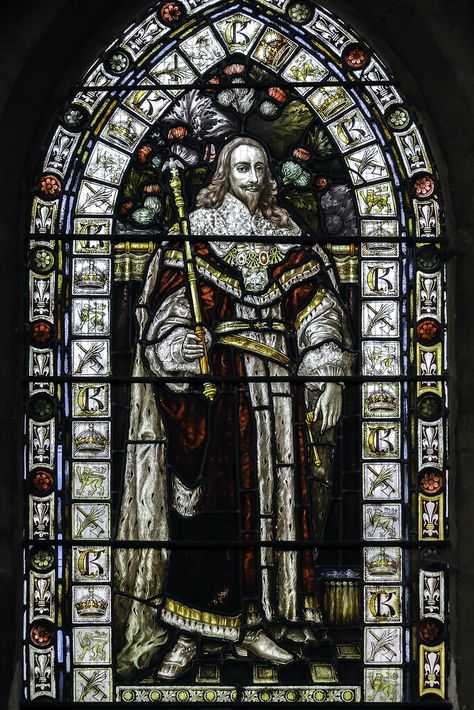 hsm | Charles I, King and Martyr. Stained glass in St Giles,… | Flickr Faith Of Our Fathers, Charles I, St Giles, East Anglia, King Charles, Cambridge, Stained Glass, Darth Vader, Stain