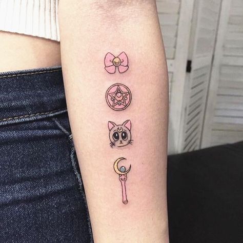 sailor moon on Twitter: "Sailor Moon Tattoos… " Luna Tattoo, Bachelorette Tattoos, Catrina Tattoo, Sailor Moon Tattoo, Moon Tattoos, Sailor Moon Luna, Disney Tattoo, Small Wrist Tattoos, Aesthetic Tattoo