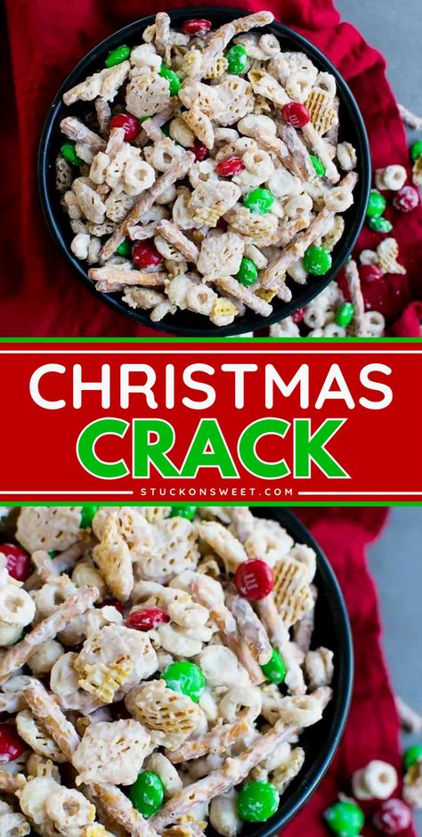 Indulge in the merry medley of our Christmas Chex Mix Crack! This irresistible blend of sweetness, crunch, and a hint of saltiness makes it an ideal addition to your holiday treat lineup. Keep this festive snack mix on hand to wow your family and friends! Chex White Chocolate Christmas, Chex Mix With Almond Bark, Chex Mix For Christmas, Christmas Chex Mix With Almond Bark, Santa Hat Chex Mix Christmas, Christmas Mix Recipes, Chec Mix For Christmas, Chex Mix Oven Recipe, Christmas Candy With Chex Cereal