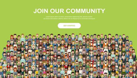 Join our community. Crowd of united people as a business or creative community s #Sponsored , #ad, #advertisement, #community, #business, #creative, #Crowd Join Our Community Design, Together Illustration, Community Business, Creative Ads, Landing Page Design, Creative Community, Page Design, Website Template, Landing Page