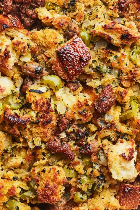 Sausage Stuffing Recipe Thanksgiving, Sausage Stuffing Recipe, Dressing Recipes Thanksgiving, Fancy Foods, Veggie Recipe, Thanksgiving Foods, Cornbread Stuffing, Homemade Stuffing, Stuffing Recipes For Thanksgiving