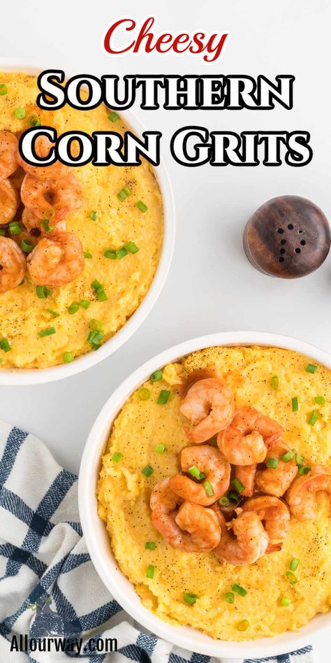 Cheese Corn Grits Recipe, Shrimp And Grits With Corn, Yellow Corn Grits Recipes, Sweet Corn Grits Recipe, Walk Ons Corn Grits Recipe, Cheesy Corn Grits, Cheese Grits Recipe Southern Style, Grits With Corn, Sweet Corn Grits