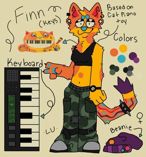 Cat Sona Ref, Piano Cat Drawing, Clown Dog Fursona, Cat Piano Toy, Cat Fursona, Im So Happy, Swag Art, Character Base, Cute Art Styles