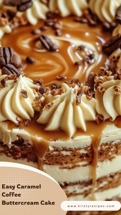 Create a show-stopping dessert with this caramel coffee buttercream cake. Topped with drizzled caramel and chocolate shavings, it’s as stunning as it is delicious! #ShowStoppingCakes #CaramelCoffeeDelight #CakeRecipes

Pin 4 Caramel Coffee Buttercream Cake, Coffee Caramel Cake, Carmel Coffee, Rich Chocolate Dessert, Carmel Cake, Coffee Buttercream, Creamy Caramel, Caramel Coffee, Caramel Cake