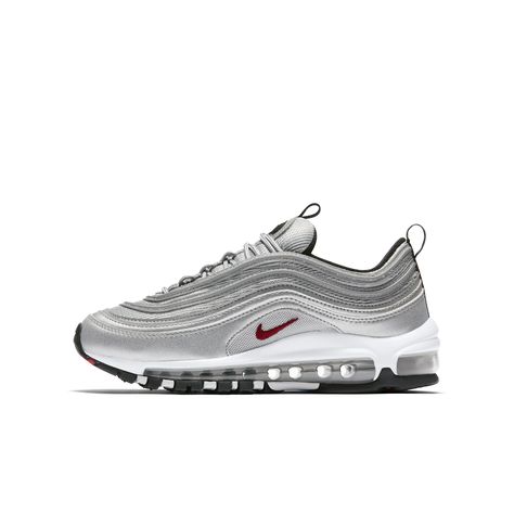 Nike Air Max 97 Big Kids' Shoe Size 97 Shoes, Nike Models, Silver Bullet, Nike Kids, Nike Store, Nike Air Max 97, Kids Sneakers, Nike Running, Air Max Sneakers