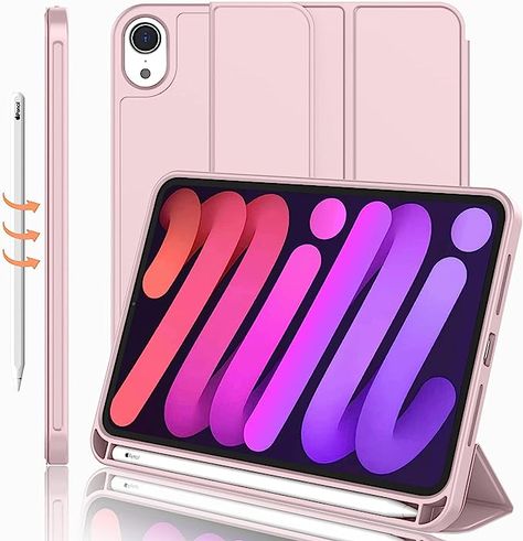 Pink iPad mini (6th) case with pencil holder/charger Ipad Mini 6 Case, Ipad Ideas, Support Ipad, Ipad Mini 6, Ipad 6, Ipad Mini Case, Smart Case, Apple Ipad Mini, New Ipad