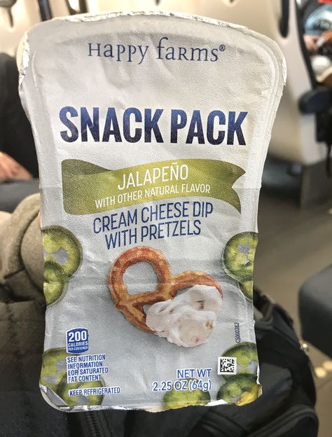 Aldi's Happy Farms Jalapeno Ceram Cheese Dip with Pretzels Snack Pack - Priscilla De Leon Cream Cheese Package, Sams Club Keto Items, Cottage Cheese Packaging, Yellow Packaged Snacks, Cheese And Nuts Snack Pack, Cream Cheese Snacks, Flavored Cream Cheeses, Pretzel Snacks, Cheese Packaging