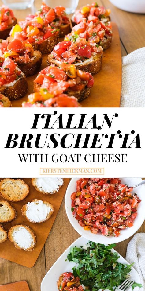 Brushetta Recipes With Goat Cheese, Goats Cheese Bruschetta, Bruschetta Goat Cheese Recipe, Bruschetta Recipe Authentic, Cooper’s Hawk Bruschetta, Bruschetta Recipe With Goat Cheese, The Best Bruschetta Recipe, Italian Bruchetta Appetizers, Authentic Italian Bruschetta Recipe