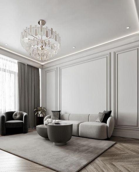 Moulded Walls Living Room, Two Living Rooms In One Space, Neoclassical Interior Living Rooms, Neoclassical Living Room, Classical Living Room, Glamour Interiors, Living Tv, Neoclassical Interior, Latest Living Room Designs