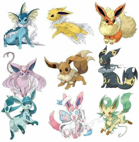 Eevee mega evolutions Pokemon Mega Evolution, Evee Evolution, Pokémon Drawings, Evolution Pokemon, Pokemon Original, Pokemon Eevee Evolutions, Pokemon Mew, Eevee Evolution, Mega Pokemon