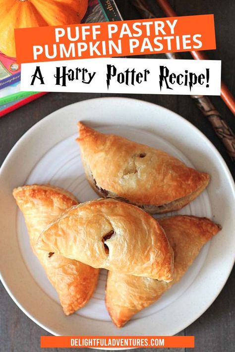 Pumpkin Pasties Recipe, Pumpkin Pasties Harry Potter, Pumpkin Pasty, Puff Pastry Pumpkin, Literary Recipes, Harry Potter Book Series, Hen Ideas, Harry Potter Pumpkin, Pumpkin Pasties