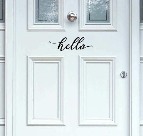 Front Door Decals Vinyl, Front Door Vinyl, Welcome Sticker, Hello Door Decal, Welcome Front Door, Script Handwriting, Front Door Decal, Hello Sticker, Door Vinyl