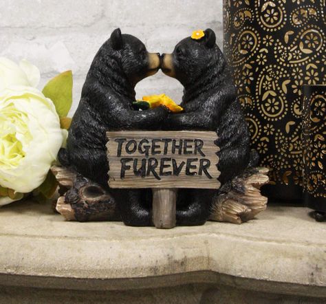 Ebros Whimsical Wedding Vows Black Bear Couple Kissing by Tree Log Statue 7" Tall Rustic Bears Family Decorative Figurine for Cabin Lodge Country Mountain Side Cottage Homes * Visit the image link more details. (This is an affiliate link) Black Bear Decor, Bear Couple, Tree Logs, Bear Wedding, Love Decorations, Couple Kissing, Bear Decor, Wedding Ornament, Bear Figurine