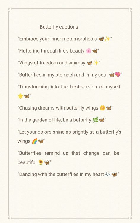 Insta Bio Poetry, Caption For Butterfly Photo, Butterfly Bio For Instagram, Ig Username Ideas Butterfly, Butterfly Username Ideas, Butterfly Captions Instagram, Butterfly Quotes Short, Snap Captions, Good Captions