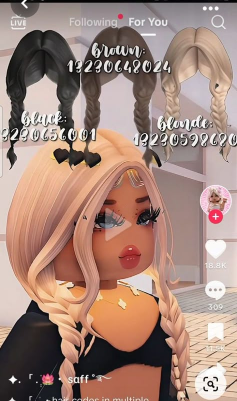 Bloxburg Rp, Roblox Hair Codes, Cute Blonde Hair, Pelo Cafe, Roblox Hair, Preppy Kids, Hair Codes, Black Hair Roblox, Dance Hairstyles