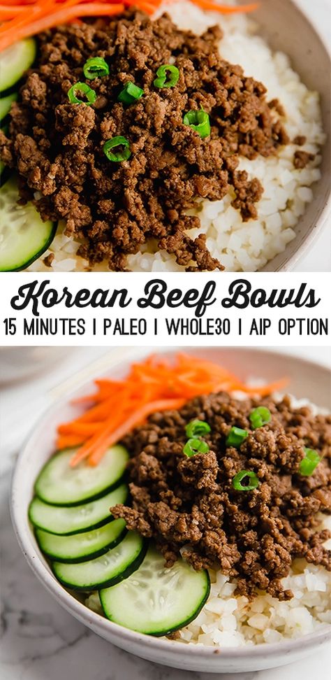 Ground Beef Bowls, Healthy Ground Beef Recipes, Korean Ground Beef, Korean Beef Bowl, Unbound Wellness, Healthy Ground Beef, Vegetarian Crockpot Recipes, Keto Beef Recipes, Beef Bowls