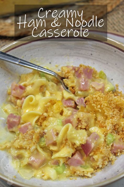 Ham and Noodle Casserole | Through the Cooking Glass Ham And Rice Casserole, Recipes Using Ham, Egg Noodle Casserole, Ham And Noodle Casserole, Ham Casserole Recipes, Chinese Noodle Recipes, Ham And Cabbage, Beef Ham, Noodle Casserole Recipes