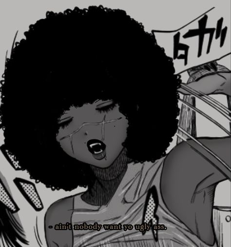 Manga Black Character, Afro Anime Pfp, Blk Anime Pfp, Blasian Anime Pfp, Black Anime Characters Aesthetic, Black Anime Girlicon, Black Pfp Girl, Black Manga Pfp, Black Manga Characters