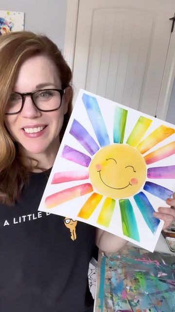 Rainbow Art Lesson Elementary, You Are My Sunshine Watercolor, Paint Ideas For Kindergarten, Color Mixing Projects For Kids, Rainbow Art Projects For Kindergarten, Watercolor Crafts For Preschoolers, Magic Painting Ideas, Rainbow Art Projects For Preschool, Watercolor Kids Projects