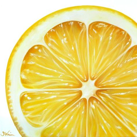 Lemon Drawing, Lemon Painting, Prismacolor Art, Lemon Art, Fruits Drawing, Food Painting, Fruit Painting, Desenho Tattoo, Lemon Slice