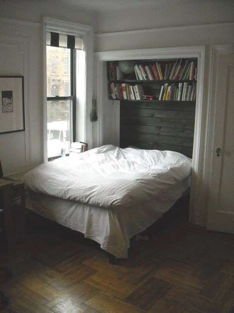 nook. Bed Inside Closet, Closet Bed Nook, Bed In A Closet, Alcove Bed, Horizontal Murphy Bed, Bed Nook, Murphy Bed Ikea, Murphy Bed Ideas, Inside Closet