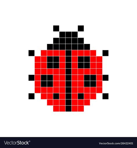 Ladybug Cross Stitch, Lady Bug, Free Vector Images, Cross Stitch Pattern, Stitch Pattern, Pixel Art, Cross Stitch Patterns, Bugs, Stitch Patterns