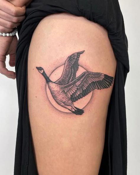 Canada Geese Tattoo, Goose Tattoo Traditional, Flying Geese Tattoo, Wild Goose Tattoo, Flying Goose Tattoo, Canada Goose Tattoo, Canadian Goose Tattoo, Wild Geese Tattoo, Geese Tattoo