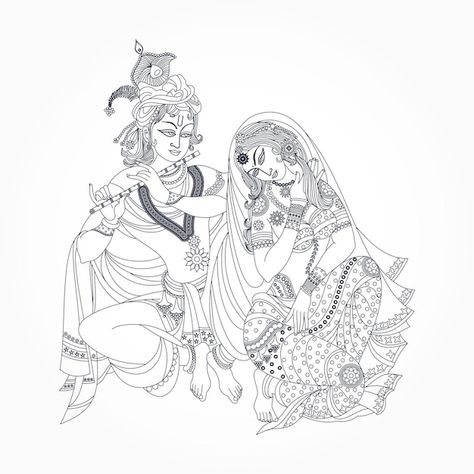 Krishna Flute Drawing, Drawing With Quotes, Flute Drawing, Divine Couple, Tanjore Art, Playing Flute, Krishna Flute, Pencil Drawing Images, God Shiva