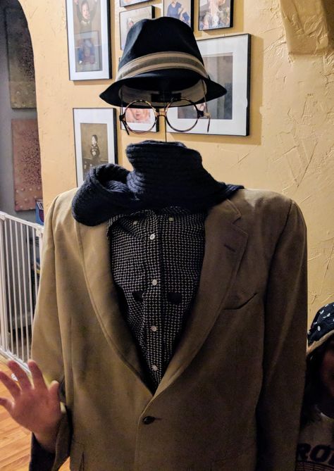 Invisible Man costume Invisible Man Costume How To Make An, The Invisible Man Costume, Diy Invisible Man Costume, Invisible Man Costume Diy, Headless Man Costume, Cool Halloween Costumes For Men, Invisible Man Costume, Costume Ideas Men, Men's Halloween Costumes