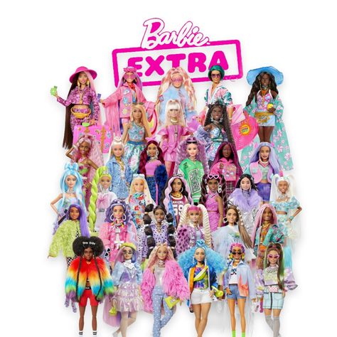 RIP Extra Dolls! They did become a favourite. Here are all the dolls from the Barbie Extra line while it lasted (not including the Minis and Mini Minis) Barbie Extra Dolls, Barbie Dolls, Dolls, Toys