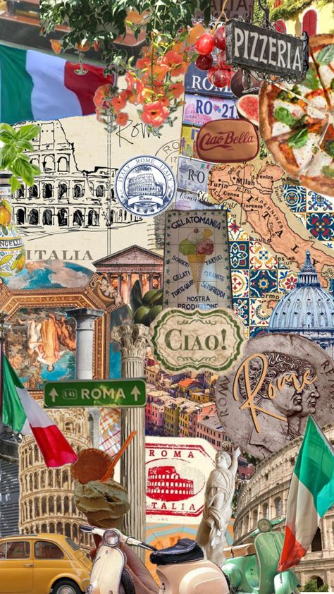 Italy Aesthetic Collage, Aesthetic Collage Background, My Adventure Book, Illustration Prompts, Digital Polaroid, Creative Travel Journal, Scrapbook Art Journal, Diary Inspiration, Summer Prints Wallpaper