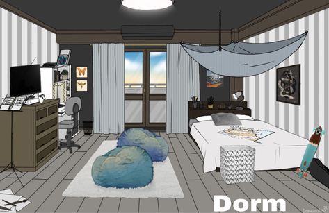 Bnha Dorm Room Ideas, Mha Dorm, Dorm Layout, Dorm Room Layouts, Academia Room, Room Maker, Anime House, Dorm Design, Dorm Room Designs