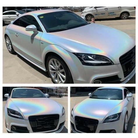 Pearlescent Car Wrap, Holographic Car Wrap, Blue Car Wrap, Holographic Car, Tesla Wrap, Wrapped Cars, White Suv, Cars Color, Car Interior Diy