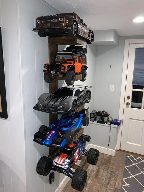 Rc Car Organization, Rc Storage Ideas, Rc Truck Storage Ideas, Rc Car Storage Ideas, Radio Control Cars Trucks, Rc Cars Traxxas, Rc Rock Crawler, Cars Room, Rock Crawling